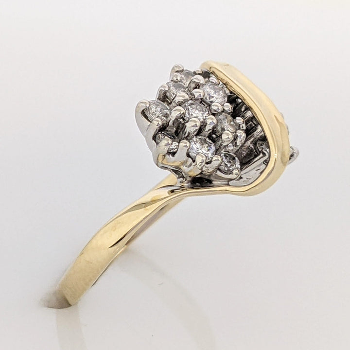 14K .54 CARAT TOTAL WEIGHT I1 G DIAMOND ROUND (18) CLUSTER ESTATE RING 2.7 GRAMS