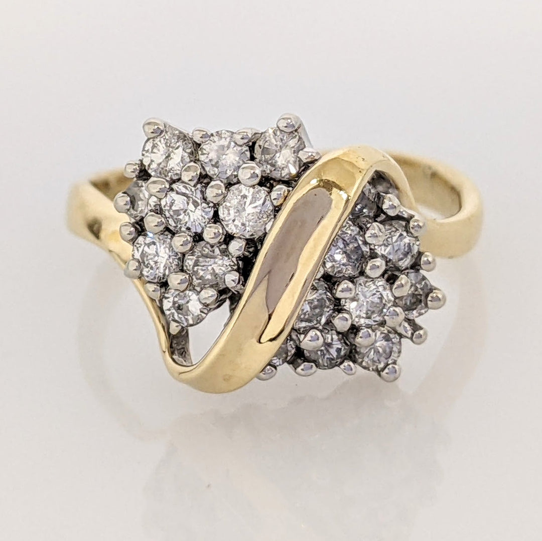 14K .54 CARAT TOTAL WEIGHT I1 G DIAMOND ROUND (18) CLUSTER ESTATE RING 2.7 GRAMS