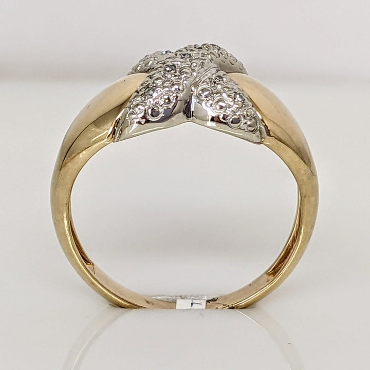 10K .04 CARAT TOTAL WEIGHT DIAMOND ROUND (8) "X" STYLE ESTATE RING 3.1 GRAMS