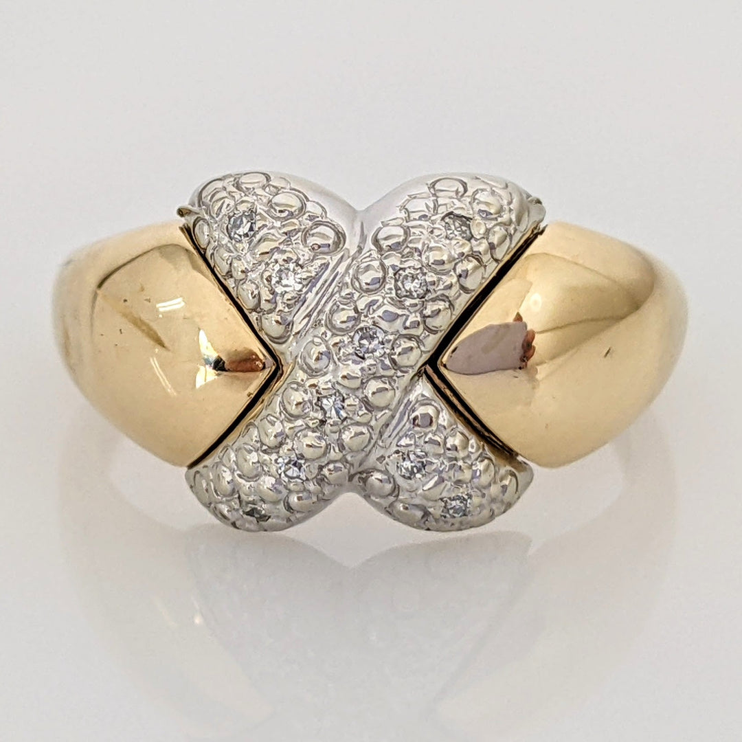 10K .04 CARAT TOTAL WEIGHT DIAMOND ROUND (8) "X" STYLE ESTATE RING 3.1 GRAMS