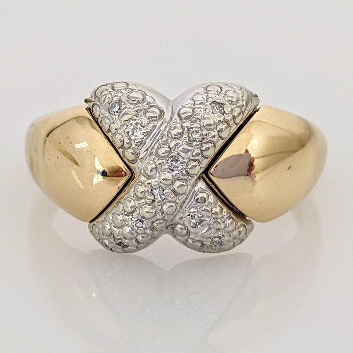 10K .04 CARAT TOTAL WEIGHT DIAMOND ROUND (8) "X" STYLE ESTATE RING 3.1 GRAMS