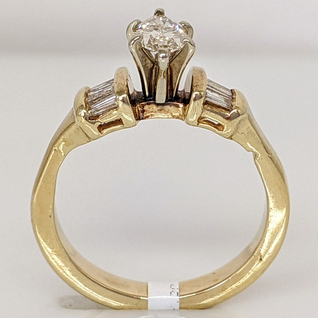 14K .50 CARAT TOTAL WEIGHT SI I-J DIAMOND MARQUISE CUT WITH (6) BAGUETTE CUT ESTATE RING