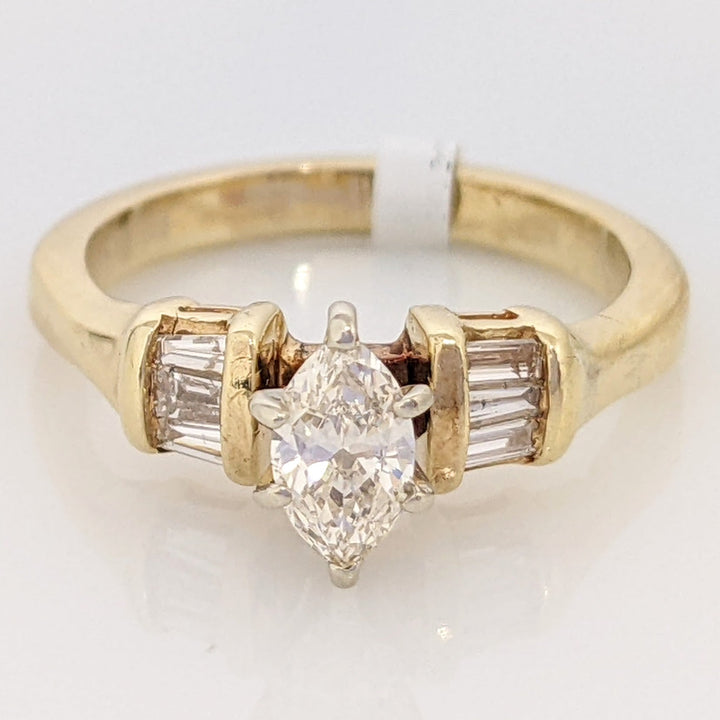 14K .50 CARAT TOTAL WEIGHT SI I-J DIAMOND MARQUISE CUT WITH (6) BAGUETTE CUT ESTATE RING