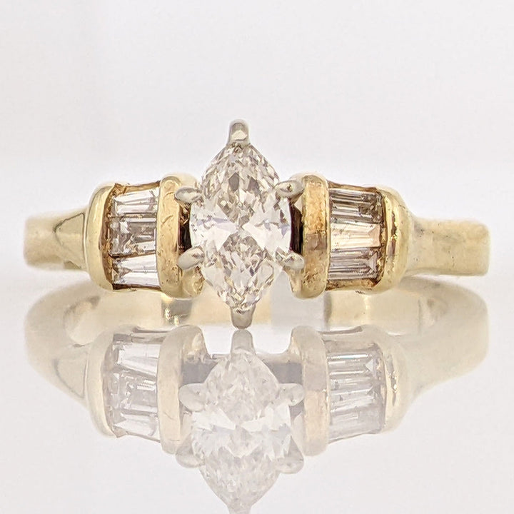 14K .50 CARAT TOTAL WEIGHT SI I-J DIAMOND MARQUISE CUT WITH (6) BAGUETTE CUT ESTATE RING