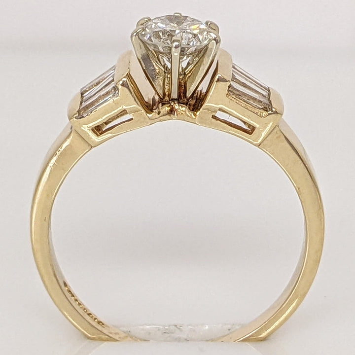 14K .71 CARAT TOTAL WEIGHT I1 J DIAMOND ROUND WITH (6) BAGUETTE CUT ESTATE RING 2.6 GRAMS