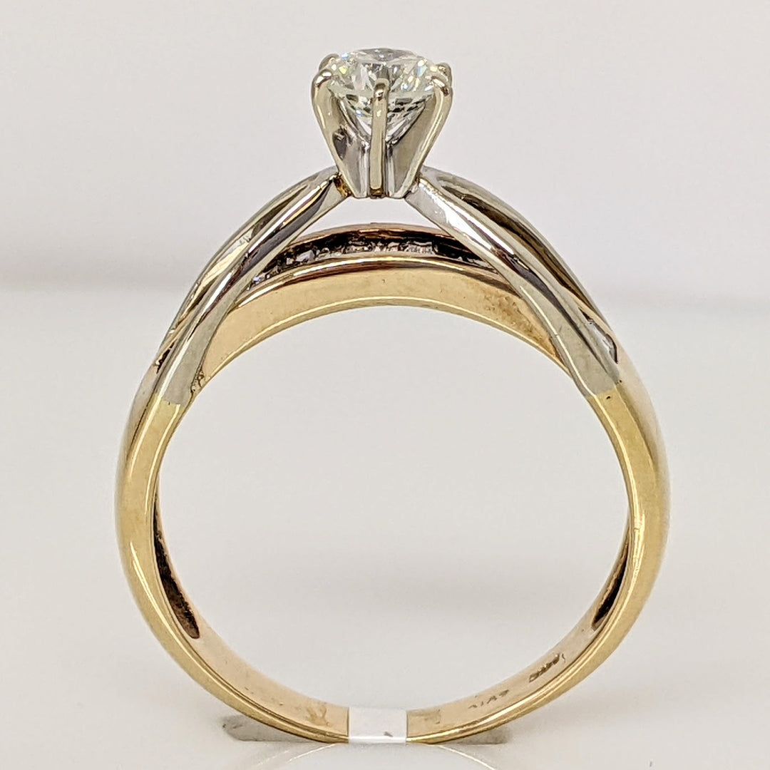 14K 1.00 CARAT TOTAL WEIGHT I1 J DIAMOND ROUND WITH (20) BAGUETTE ESTATE RING 3.8 GRAMS