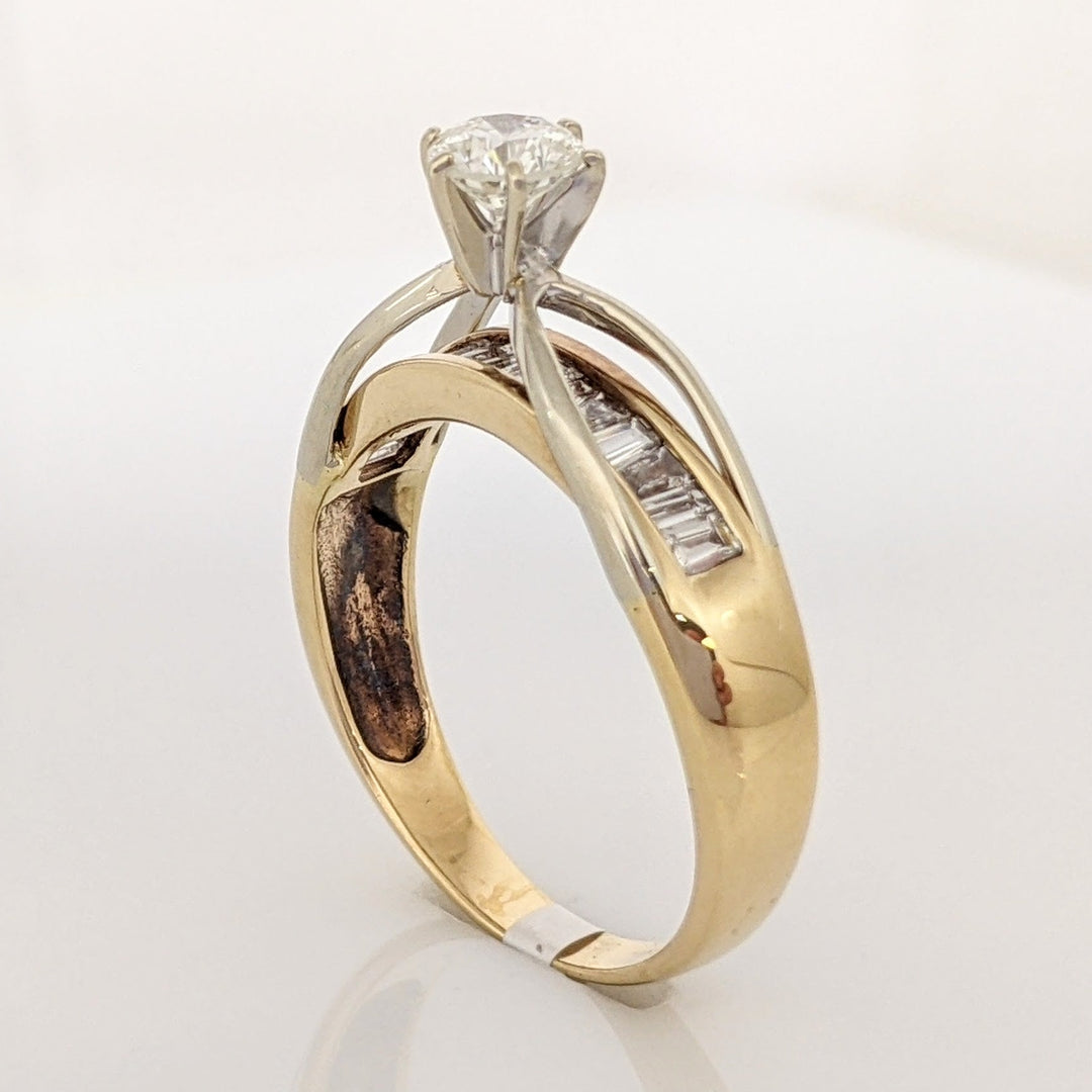 14K 1.00 CARAT TOTAL WEIGHT I1 J DIAMOND ROUND WITH (20) BAGUETTE ESTATE RING 3.8 GRAMS