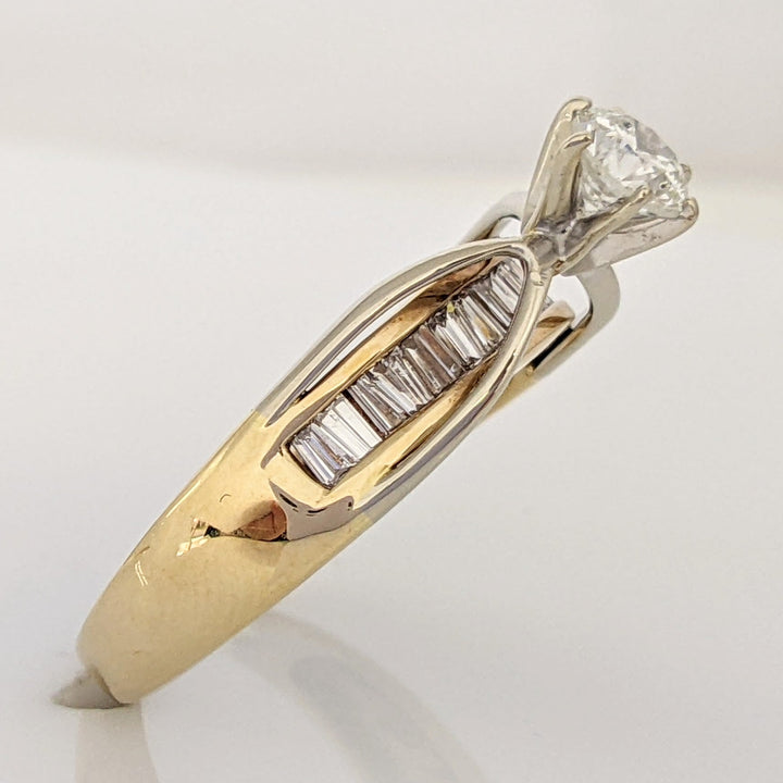 14K 1.00 CARAT TOTAL WEIGHT I1 J DIAMOND ROUND WITH (20) BAGUETTE ESTATE RING 3.8 GRAMS