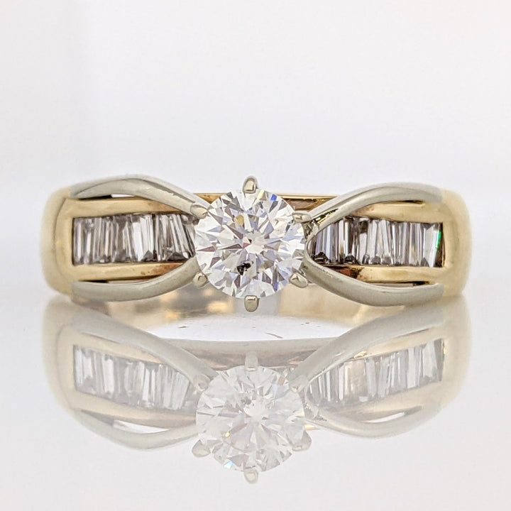 14K 1.00 CARAT TOTAL WEIGHT I1 J DIAMOND ROUND WITH (20) BAGUETTE ESTATE RING 3.8 GRAMS