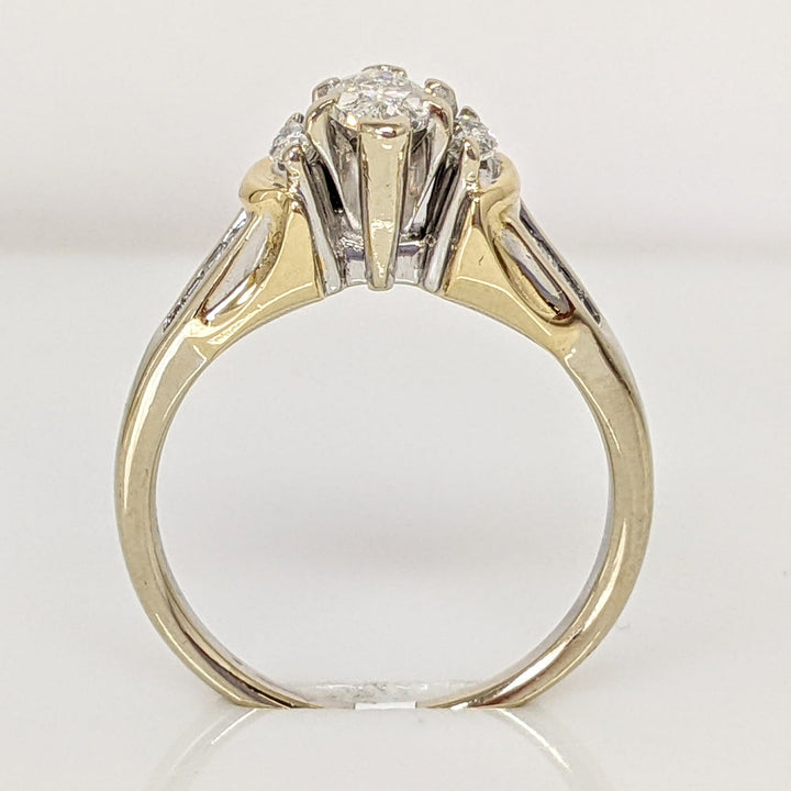 14K 1.03 CARAT TOTAL WEIGHT SI2 H DIAMOND MARQUISE (3) BAGUETTES (6) ESTATE RING 3.3 GRAMS