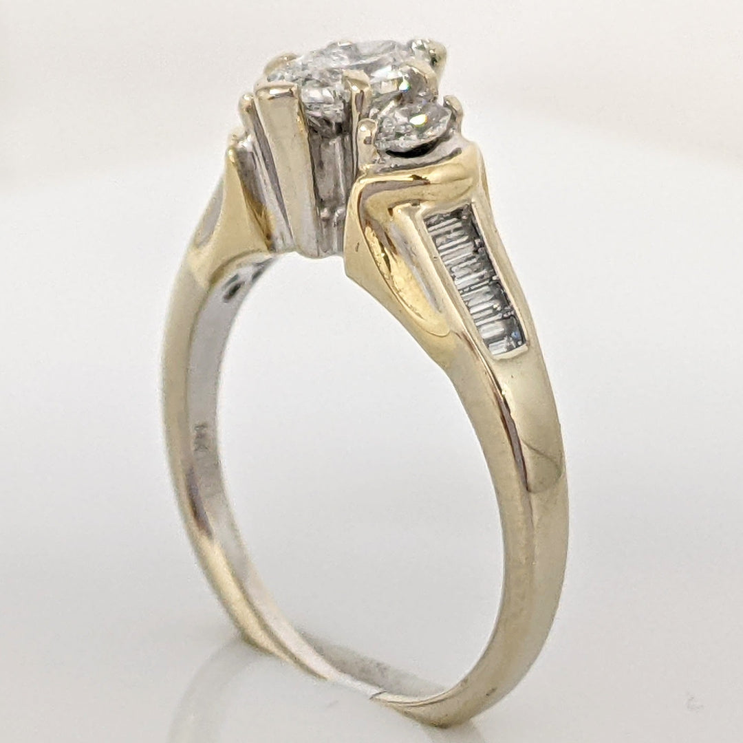 14K 1.03 CARAT TOTAL WEIGHT SI2 H DIAMOND MARQUISE (3) BAGUETTES (6) ESTATE RING 3.3 GRAMS
