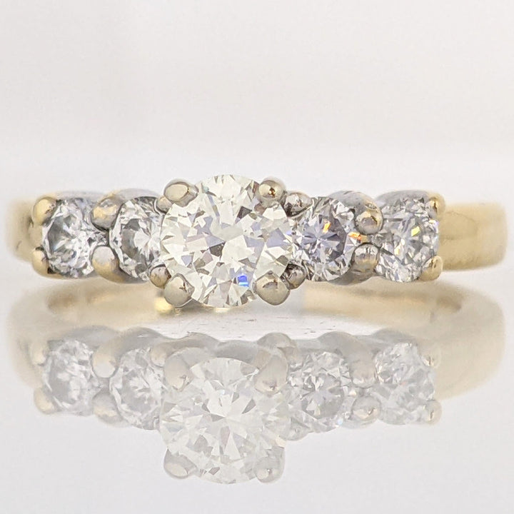 14K .68 CARAT TOTAL WEIGHT VS1 I DIAMOND ROUND (5) ESTATE RING 3.8 GRAMS