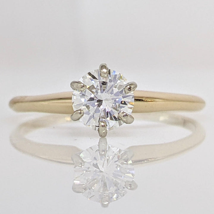 14K .65 CARAT TOTAL SI 2 K DIAMOND ROUND ESTATE SOLITAIRE RING 1.7 GRAMS