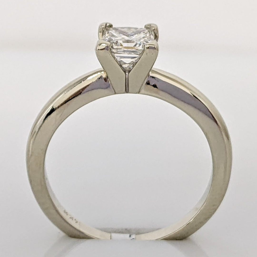 14K WHITE .66 CARAT TOTAL VS2 F DIAMOND PRINCESS CUT SOLITAIRE ESTATE RING 2.9 GRAMS