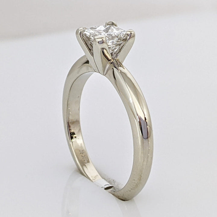 14K WHITE .66 CARAT TOTAL VS2 F DIAMOND PRINCESS CUT SOLITAIRE ESTATE RING 2.9 GRAMS