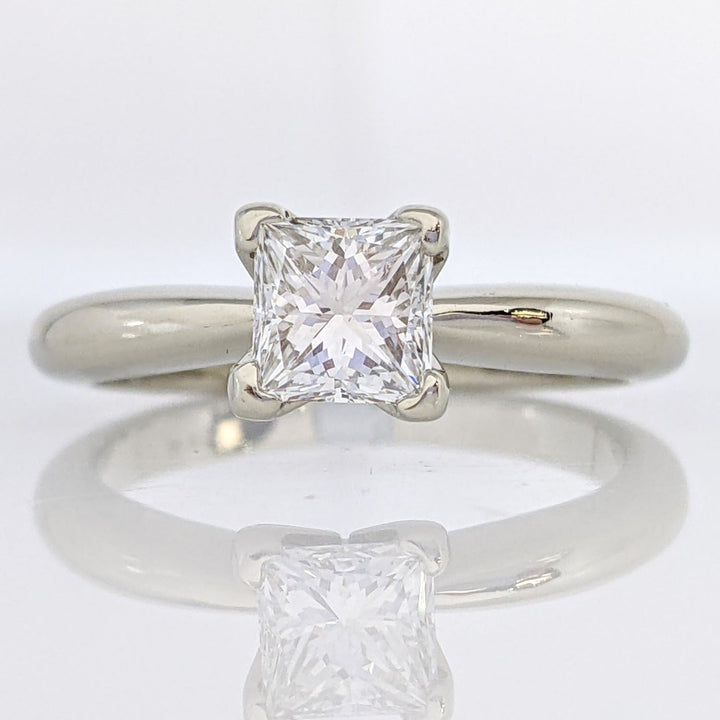 14K WHITE .66 CARAT TOTAL VS2 F DIAMOND PRINCESS CUT SOLITAIRE ESTATE RING 2.9 GRAMS