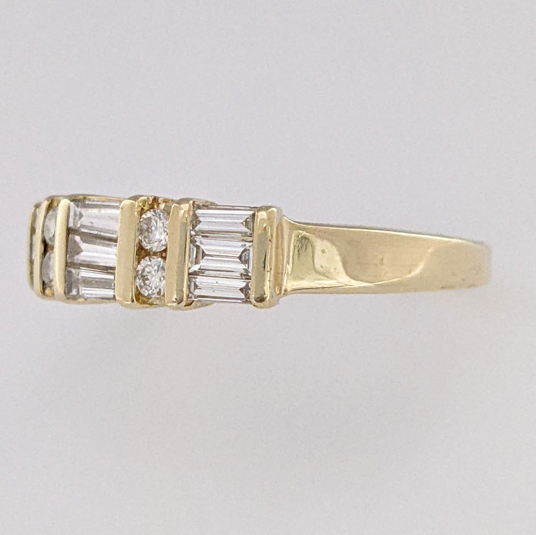 14K .84 CARAT TOTAL WEIGHT SI1 H DIAMOND ROUND (4) BAGUETTE CUT (9) ESTATE BAND 3.5 GRAMS