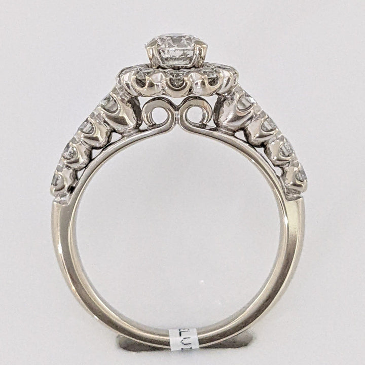 14K WHITE 1.46 CARAT TOTAL WEIGHT SI2-I2 H DIAMOND ROUND (19) FLORAL ESTATE RING 4.9 GRAMS