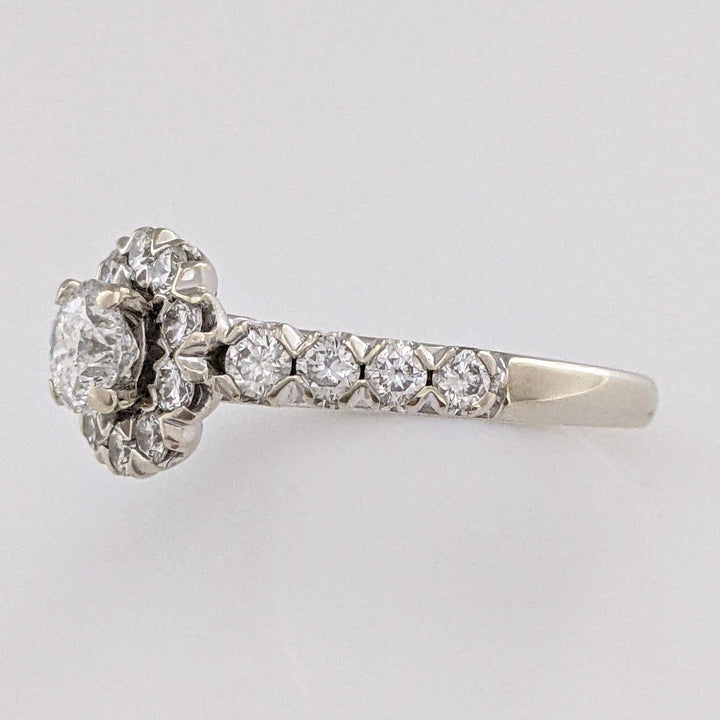 14K WHITE 1.46 CARAT TOTAL WEIGHT SI2-I2 H DIAMOND ROUND (19) FLORAL ESTATE RING 4.9 GRAMS