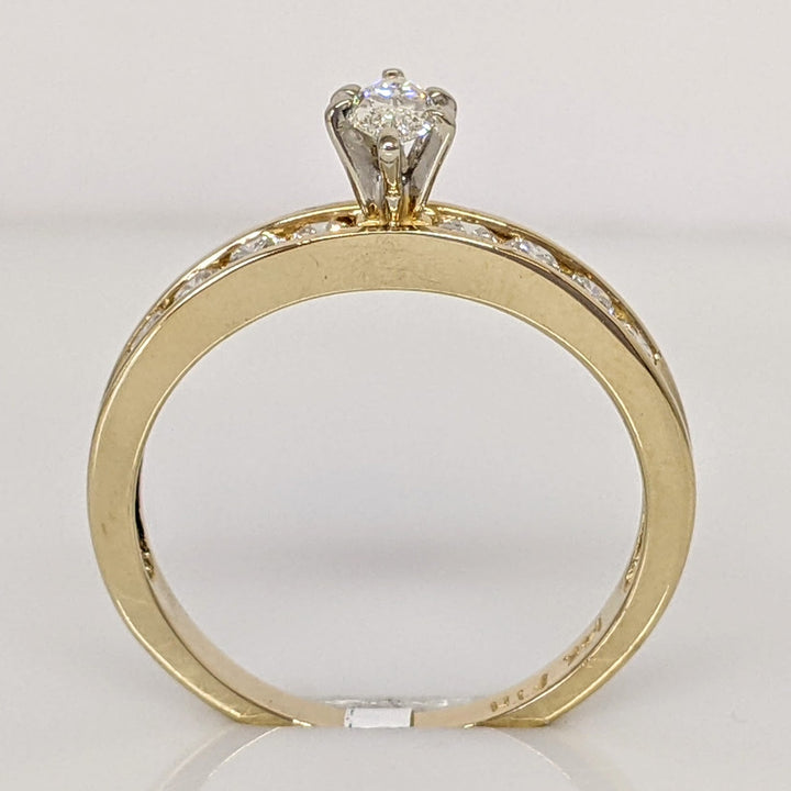 14K .65 CARAT TOTAL WEIGHT SI2 H DIAMOND MARQUISE WITH (8) ROUND ESTATE RING 2.7 GRAMS