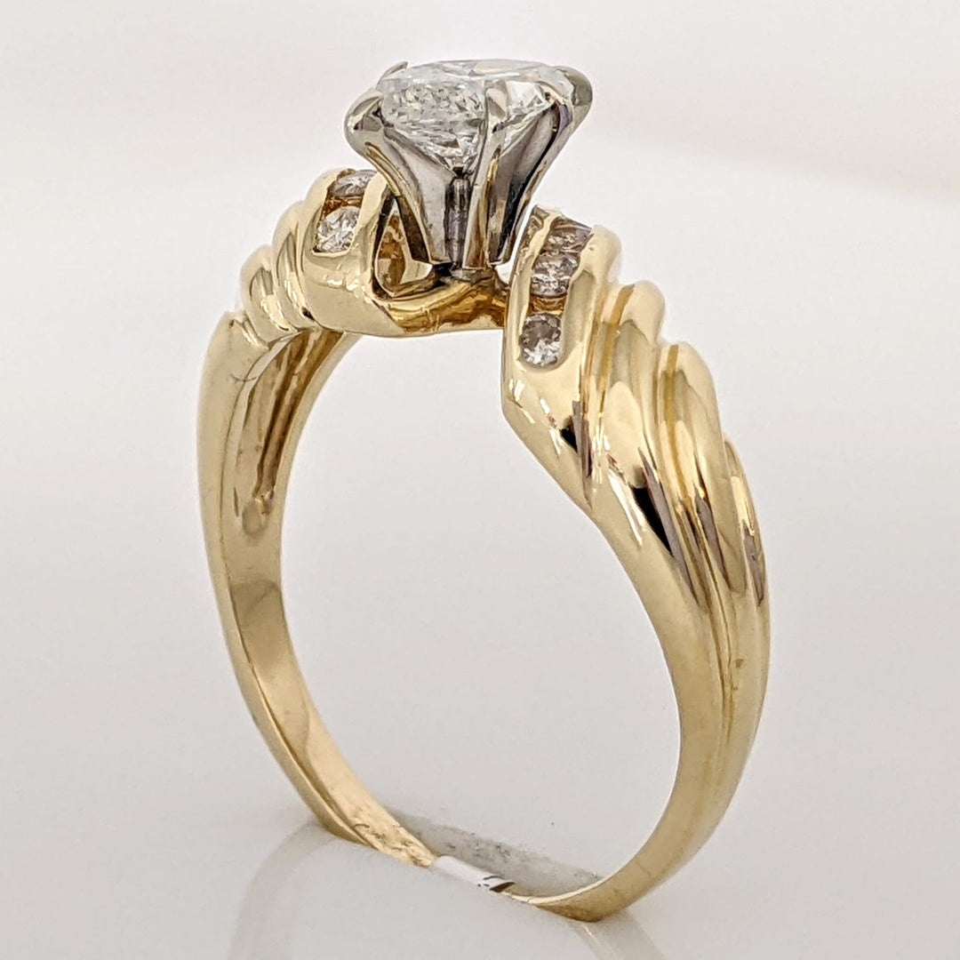 14K .71 CARAT TOTAL WEIGHT I2 F DIAMOND MARQUISE WITH (8) ROUND ESTATE RING 3.9 GRAMS