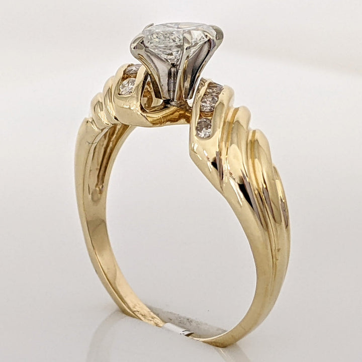 14K .71 CARAT TOTAL WEIGHT I2 F DIAMOND MARQUISE WITH (8) ROUND ESTATE RING 3.9 GRAMS