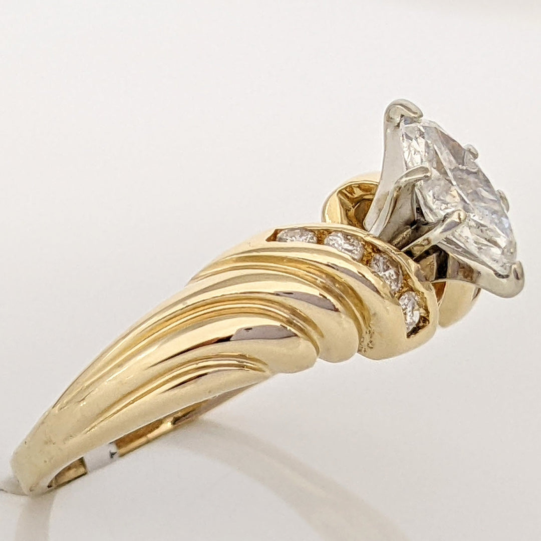 14K .71 CARAT TOTAL WEIGHT I2 F DIAMOND MARQUISE WITH (8) ROUND ESTATE RING 3.9 GRAMS