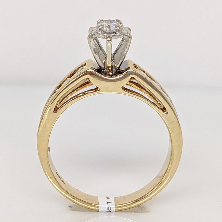 14K .43 CARAT TOTAL WEIGHT SI2 I ROUND DIAMOND (9) ILLUSION HEAD CHANNEL SET ESTATE RING 4.9 GRAMS