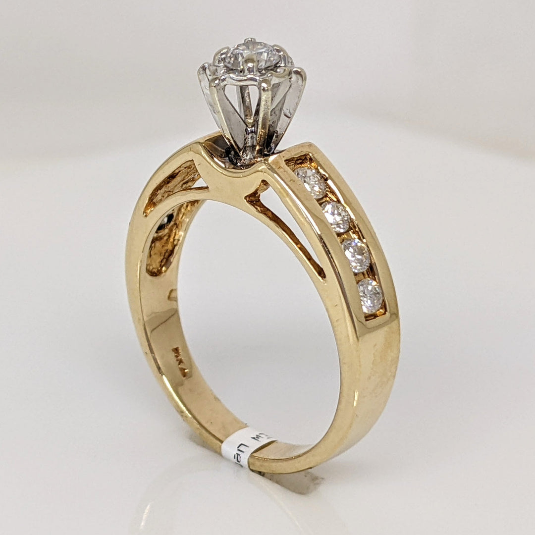 14K .43 CARAT TOTAL WEIGHT SI2 I ROUND DIAMOND (9) ILLUSION HEAD CHANNEL SET ESTATE RING 4.9 GRAMS