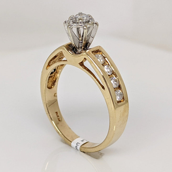 14K .43 CARAT TOTAL WEIGHT SI2 I ROUND DIAMOND (9) ILLUSION HEAD CHANNEL SET ESTATE RING 4.9 GRAMS