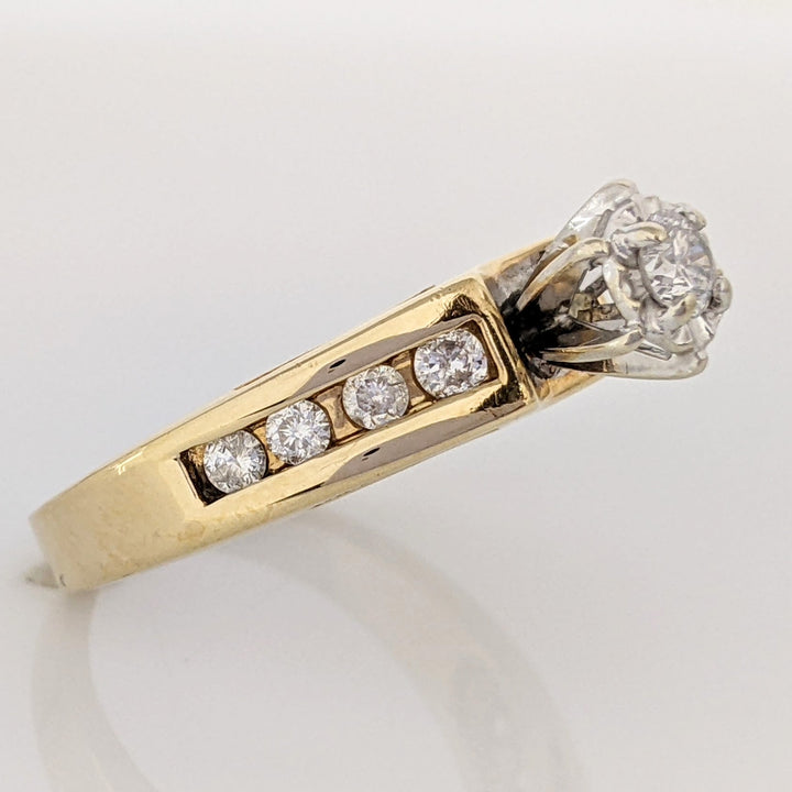 14K .43 CARAT TOTAL WEIGHT SI2 I ROUND DIAMOND (9) ILLUSION HEAD CHANNEL SET ESTATE RING 4.9 GRAMS
