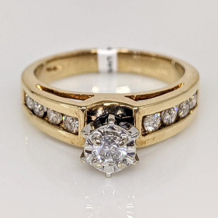 14K .43 CARAT TOTAL WEIGHT SI2 I ROUND DIAMOND (9) ILLUSION HEAD CHANNEL SET ESTATE RING 4.9 GRAMS