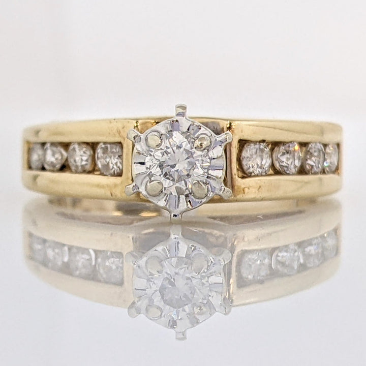 14K .43 CARAT TOTAL WEIGHT SI2 I ROUND DIAMOND (9) ILLUSION HEAD CHANNEL SET ESTATE RING 4.9 GRAMS