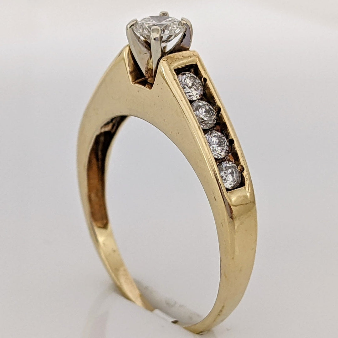 14K .50 CARAT TOTAL WEIGHT SI2 I DIAMOND ROUND (9) RAISED SHANK ESTATE RING