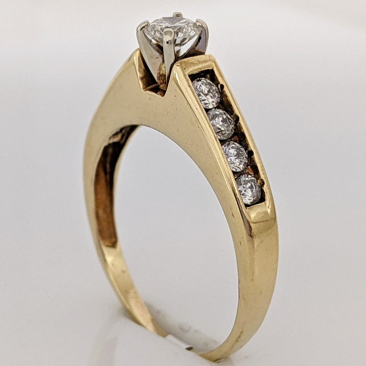 14K .50 CARAT TOTAL WEIGHT SI2 I DIAMOND ROUND (9) RAISED SHANK ESTATE RING