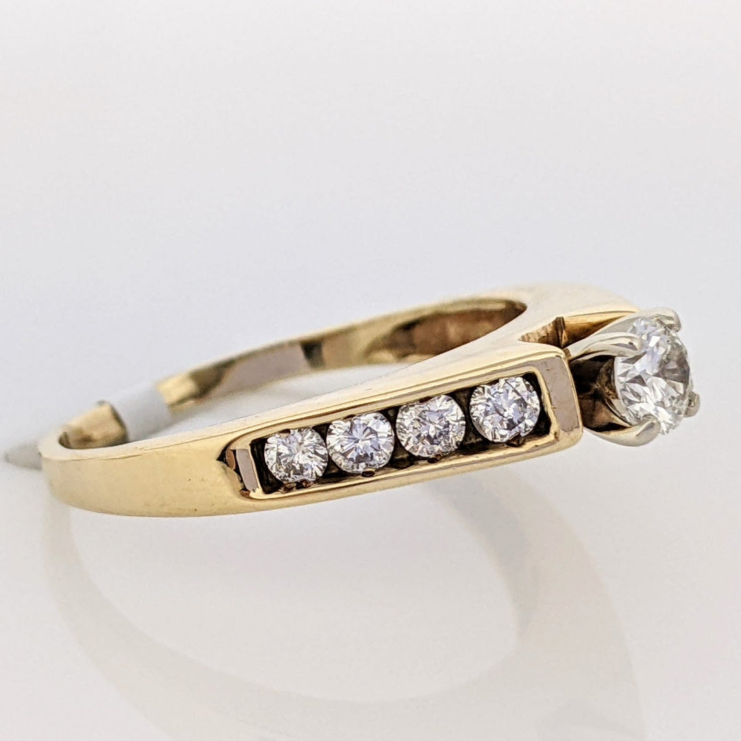 14K .50 CARAT TOTAL WEIGHT SI2 I DIAMOND ROUND (9) RAISED SHANK ESTATE RING