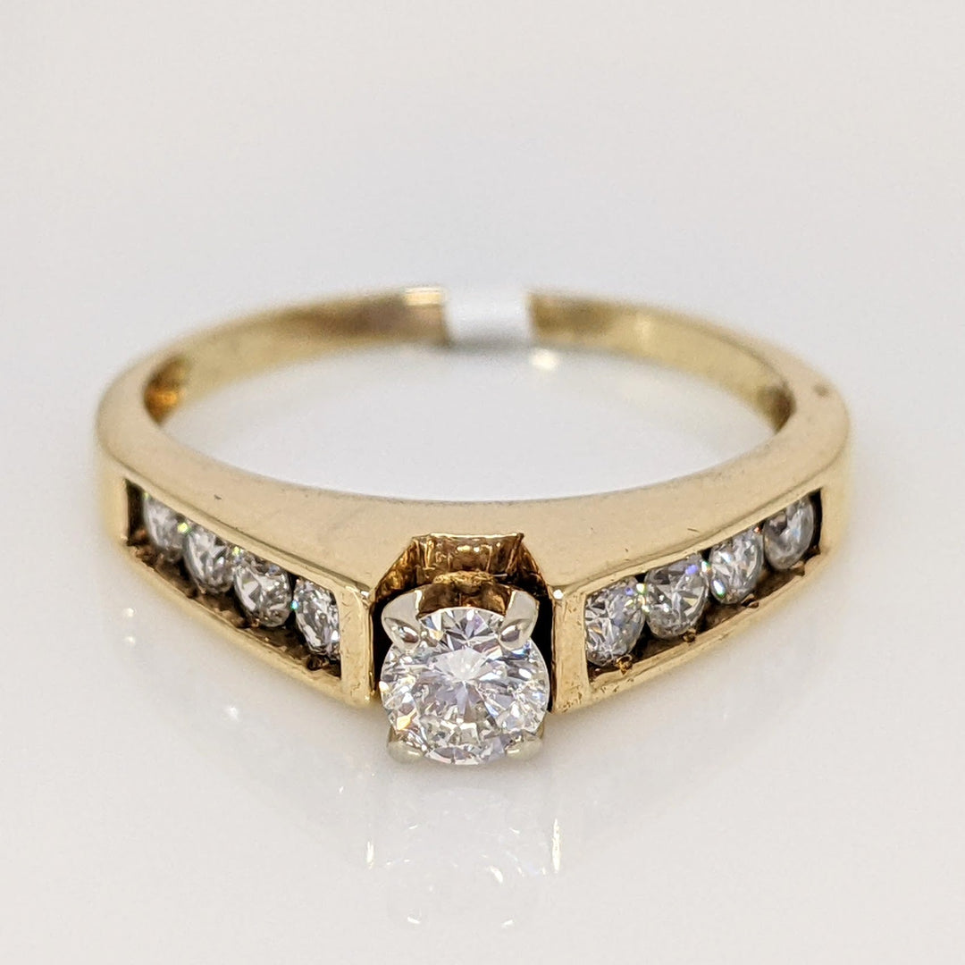 14K .50 CARAT TOTAL WEIGHT SI2 I DIAMOND ROUND (9) RAISED SHANK ESTATE RING