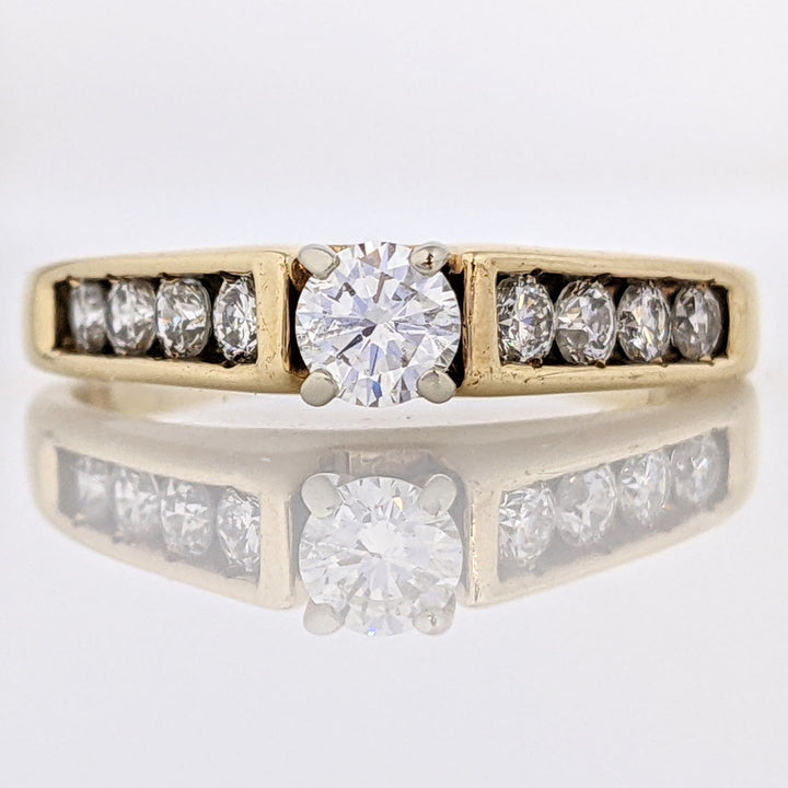 14K .50 CARAT TOTAL WEIGHT SI2 I DIAMOND ROUND (9) RAISED SHANK ESTATE RING