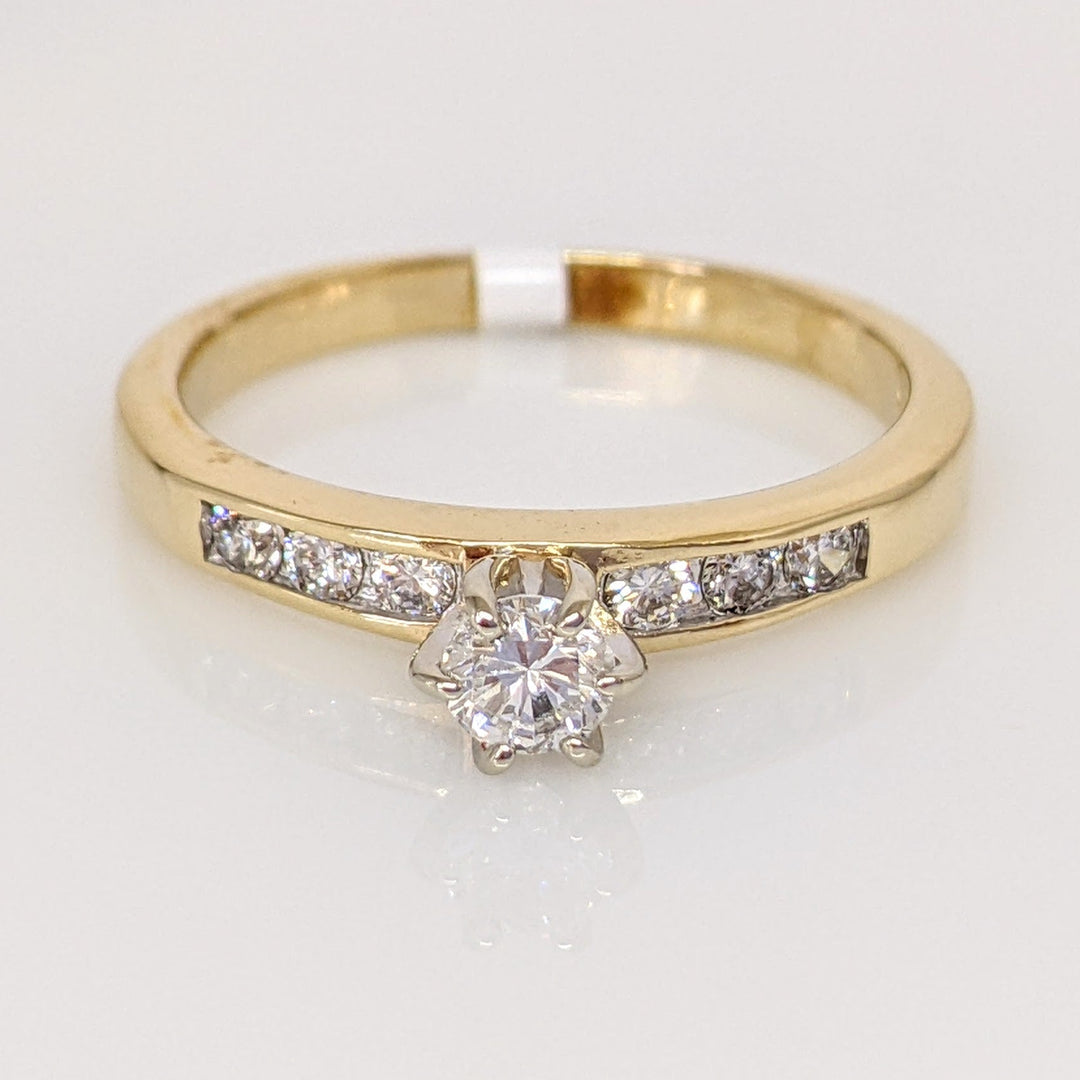 14K .41 CARAT TOTAL WEIGHT SI1 F DIAMOND ROUND (7) ESTATE RING 3.3 GRAMS