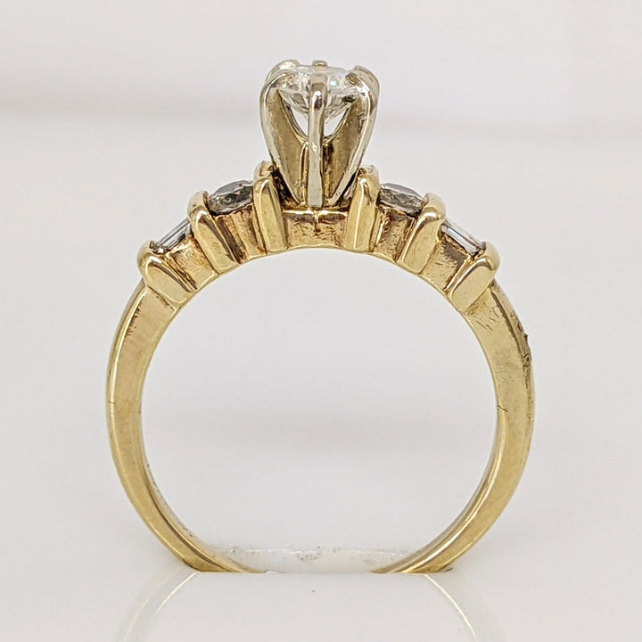 14K .43 CARAT TOTAL WEIGHT SI1 I DIAMOND ROUND (3) BAGUETTE (2) ESTATE RING 2.5 GRAMS