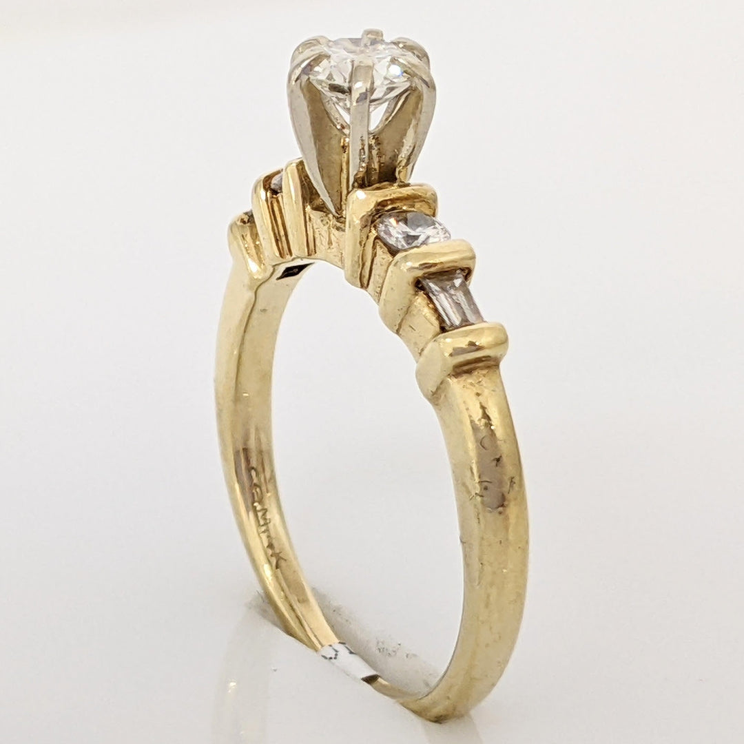 14K .43 CARAT TOTAL WEIGHT SI1 I DIAMOND ROUND (3) BAGUETTE (2) ESTATE RING 2.5 GRAMS