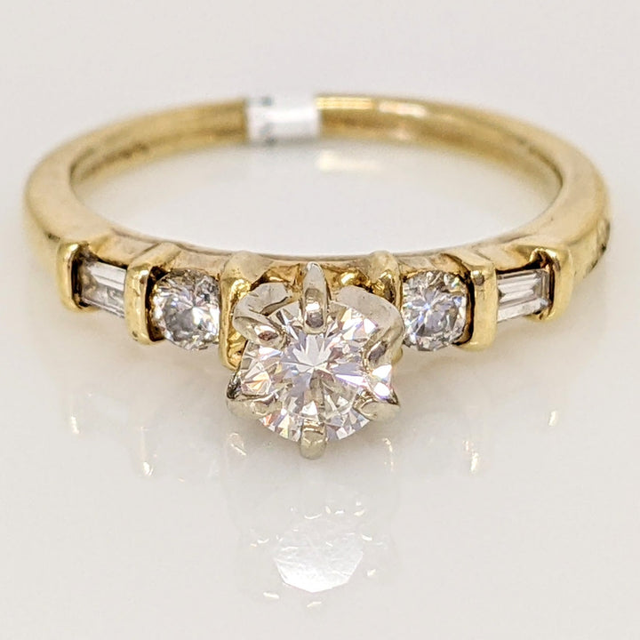 14K .43 CARAT TOTAL WEIGHT SI1 I DIAMOND ROUND (3) BAGUETTE (2) ESTATE RING 2.5 GRAMS
