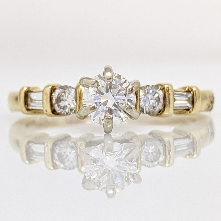 14K .43 CARAT TOTAL WEIGHT SI1 I DIAMOND ROUND (3) BAGUETTE (2) ESTATE RING 2.5 GRAMS