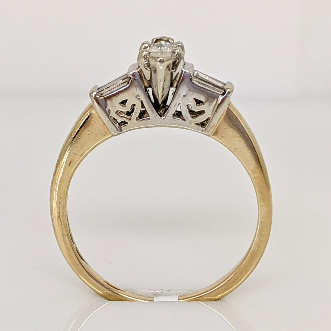 14K .50 CARAT TOTAL WEIGHT SI3 J DIAMOND MARQUISE CUT WITH (4) BAGUETTE CUT ESTATE RING