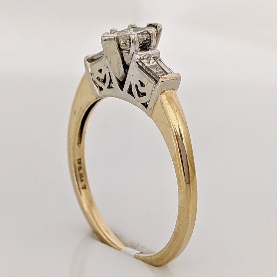 14K .50 CARAT TOTAL WEIGHT SI3 J DIAMOND MARQUISE CUT WITH (4) BAGUETTE CUT ESTATE RING