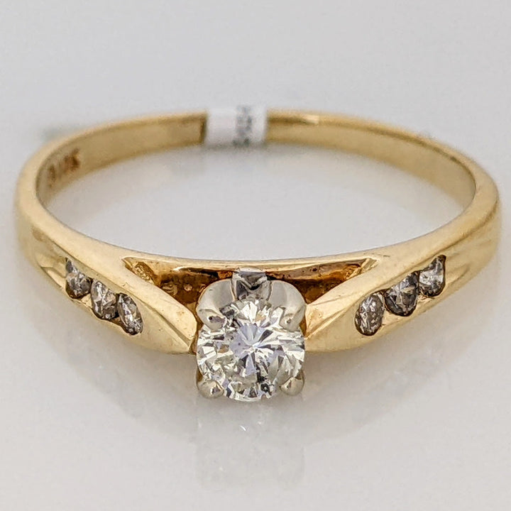 10K .25 CARAT TOTAL WEIGHT I1 J DIAMOND ROUND (7) RAISED SHANK ESTATE RING