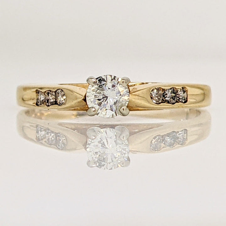 10K .25 CARAT TOTAL WEIGHT I1 J DIAMOND ROUND (7) RAISED SHANK ESTATE RING