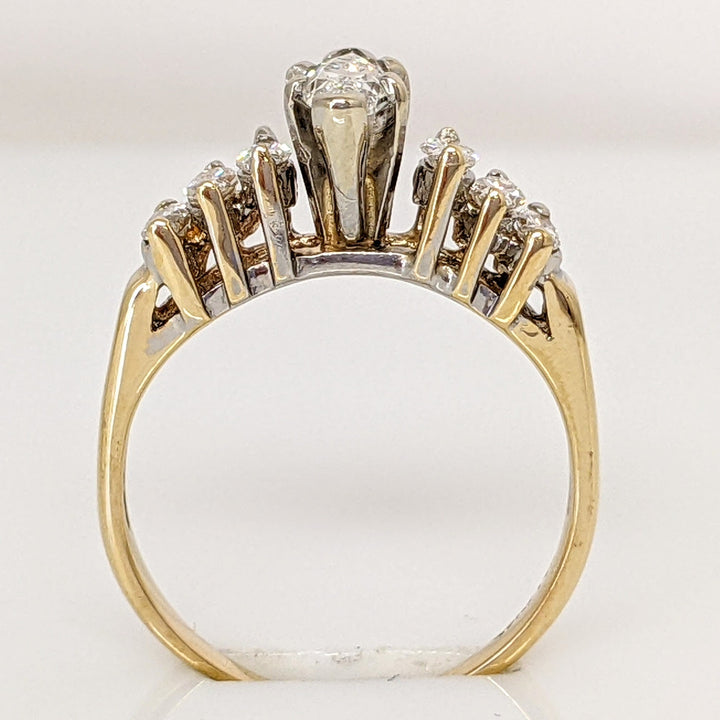 14K .53 CARAT TOTAL WEIGHT I1 G-I DIAMOND MARQUISE CUT (7) ESTATE RING 2.3 GRAMS