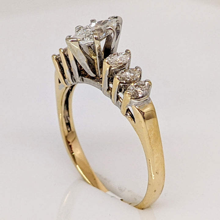 14K .53 CARAT TOTAL WEIGHT I1 G-I DIAMOND MARQUISE CUT (7) ESTATE RING 2.3 GRAMS