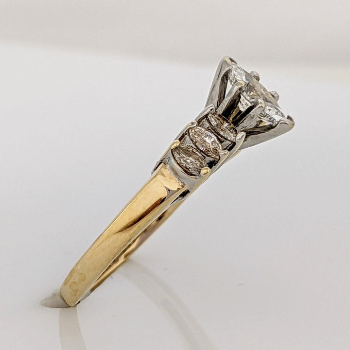 14K .53 CARAT TOTAL WEIGHT I1 G-I DIAMOND MARQUISE CUT (7) ESTATE RING 2.3 GRAMS